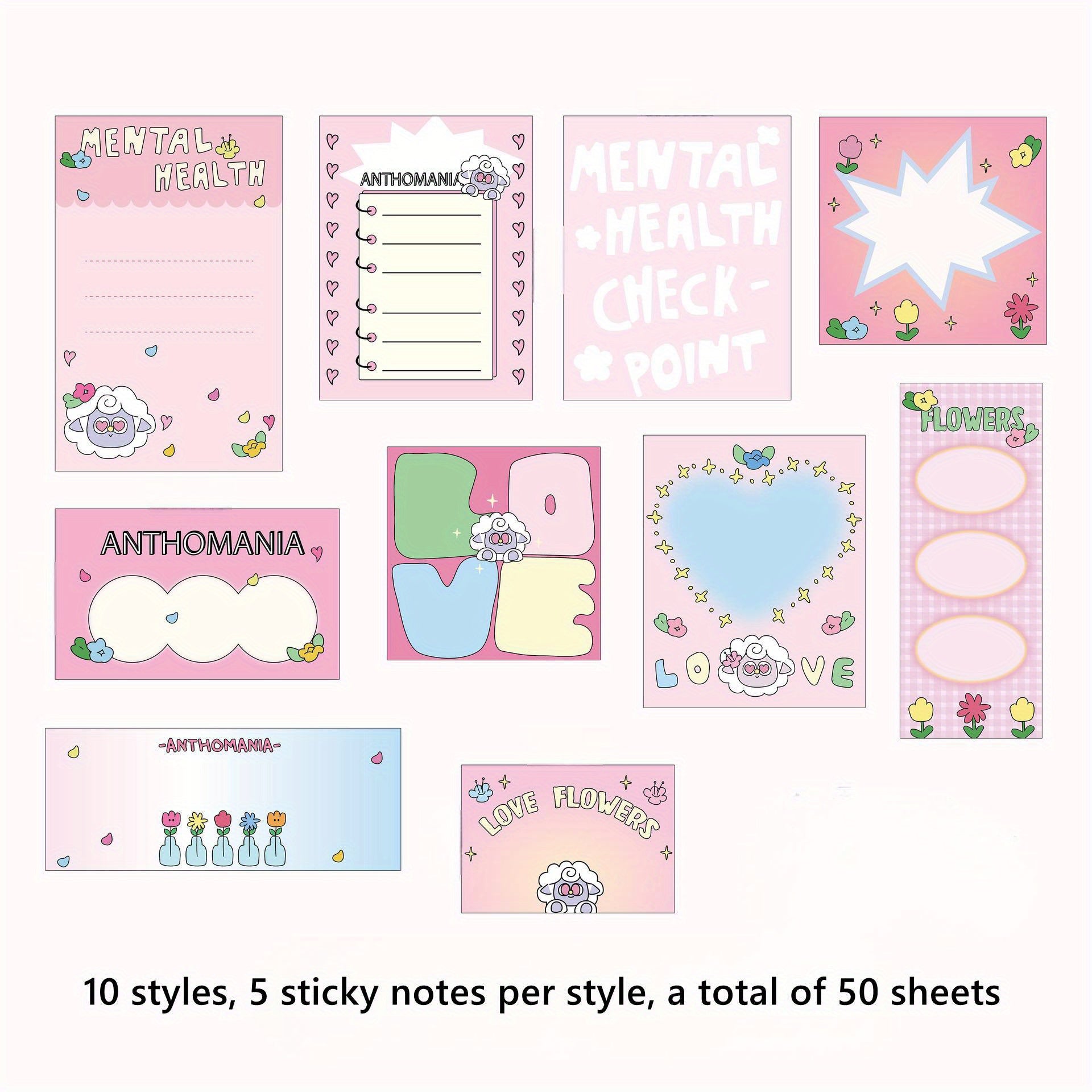 50pcs Forest Series Sticky Note Paper Girl Heart Small Animal Material Paper Car