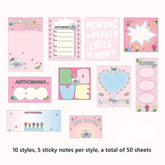 50pcs Forest Series Sticky Note Paper Girl Heart Small Animal Material Paper Car