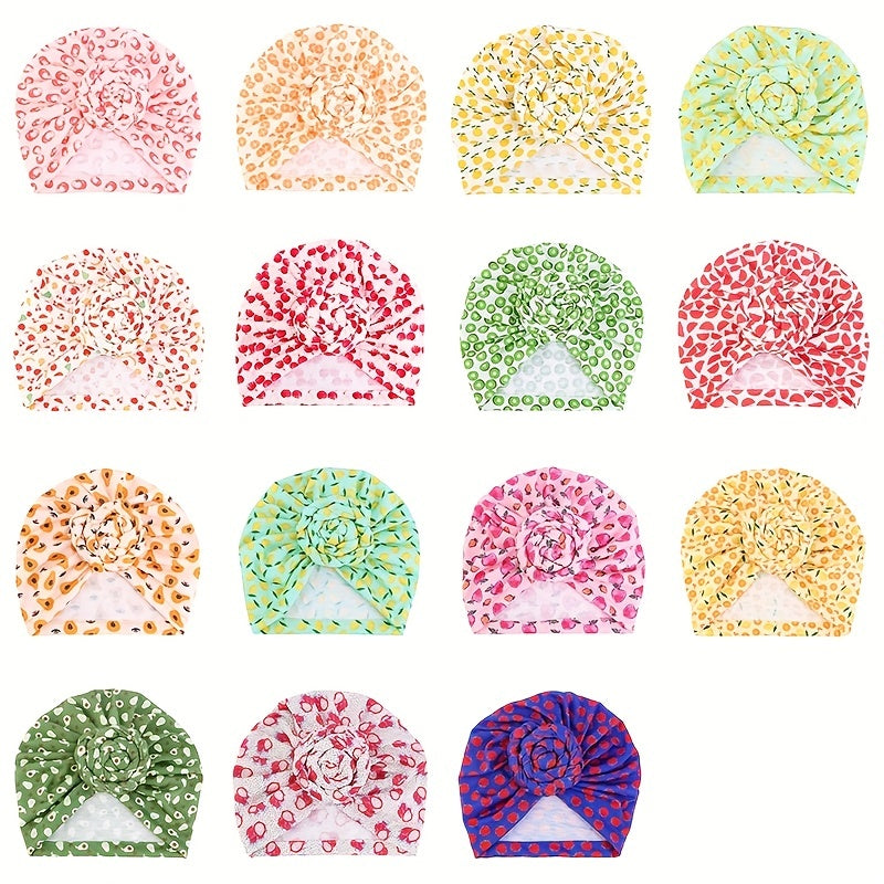 Breathable Knot Printed Flower Kids Turban Hat For Newborn Infant