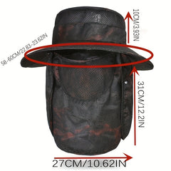 Camouflage Fishing Cap Wide Brim Bucket Hat Visor With Removable Face Mask