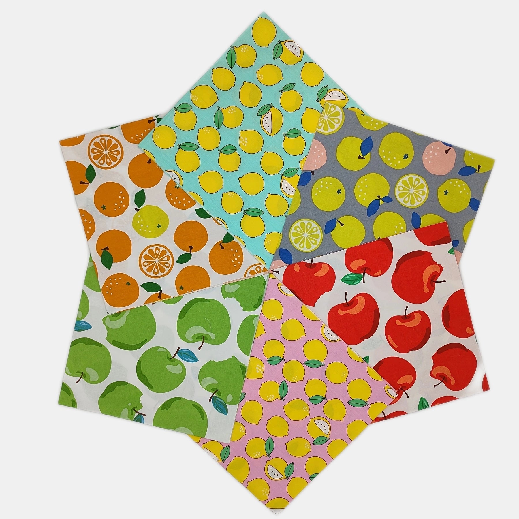 6pcs Fruit Series Quilting Fabric Cotton Craft DIY Doll Clothes Fabric