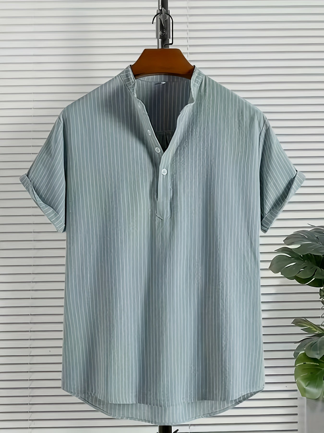 Stripe Print Men s Casual Short Sleeve Shirt For Summer Vacation