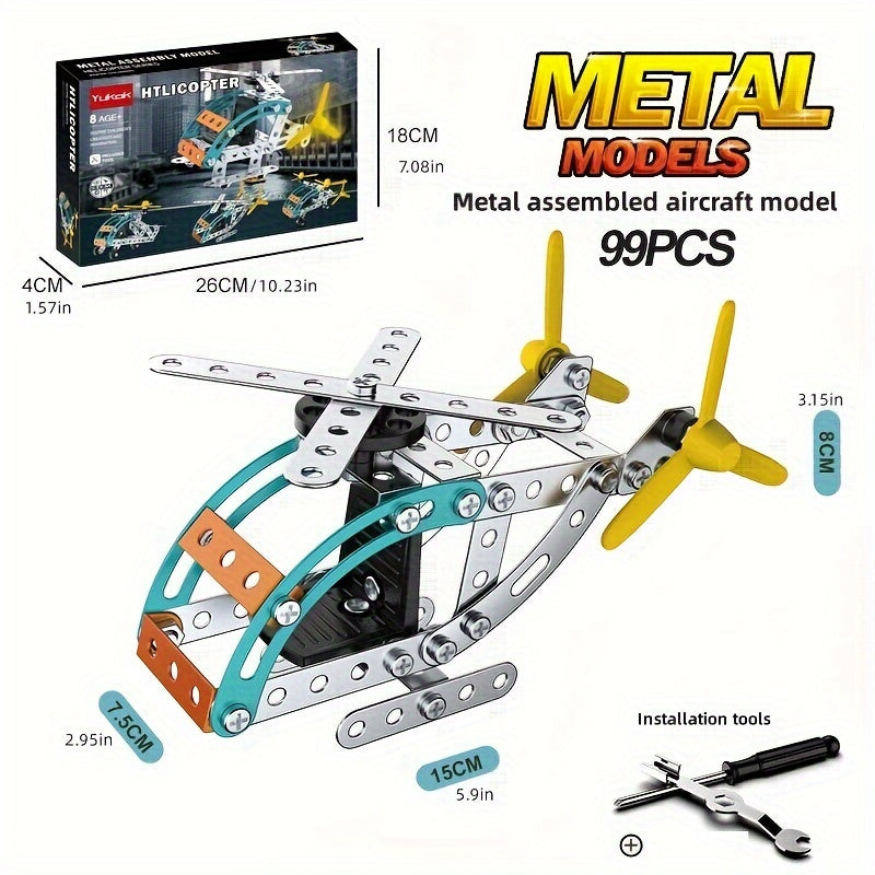 Metal Helicopter Model Toy Kit