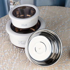 3pcs Stainless Steel Lunch Boxes Portable Sealed Fresh keeping Bowl