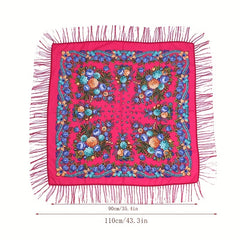 Flower Printed Square Scarf Warm Shawl Muslin Hijab