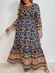 Boho Ditsy Floral Print Plus Size Maxi Dress