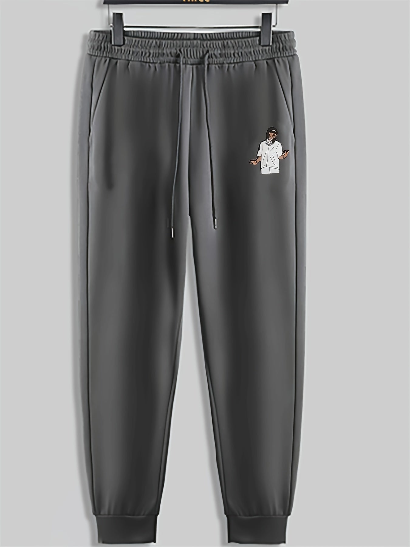 Cartoon Man Print Men's Pants Drawstring Sweatpants Loose Casual Trousers