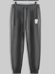 Cartoon Man Print Men's Pants Drawstring Sweatpants Loose Casual Trousers
