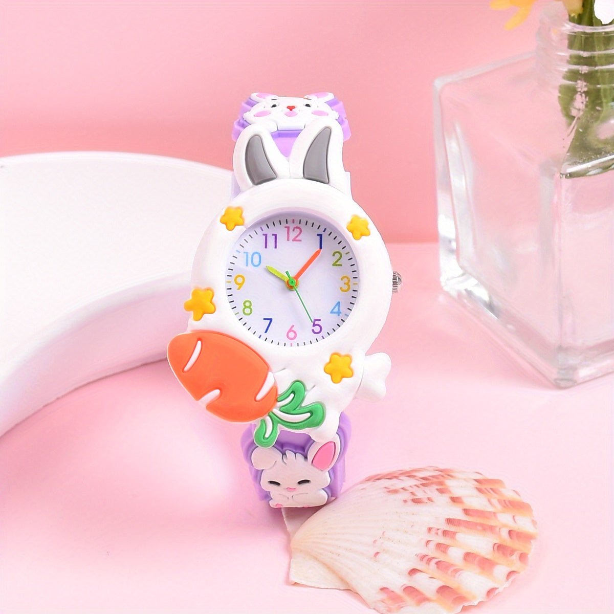 Girls Analog Watch Soft Pastel Pink Yellow Quartz Movement