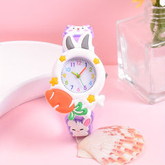 Girls Analog Watch Soft Pastel Pink Yellow Quartz Movement