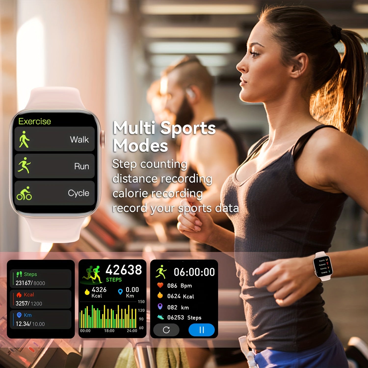 Smart Watch Men's Women's Fitness Tracker Activity With Calorie Pedometer