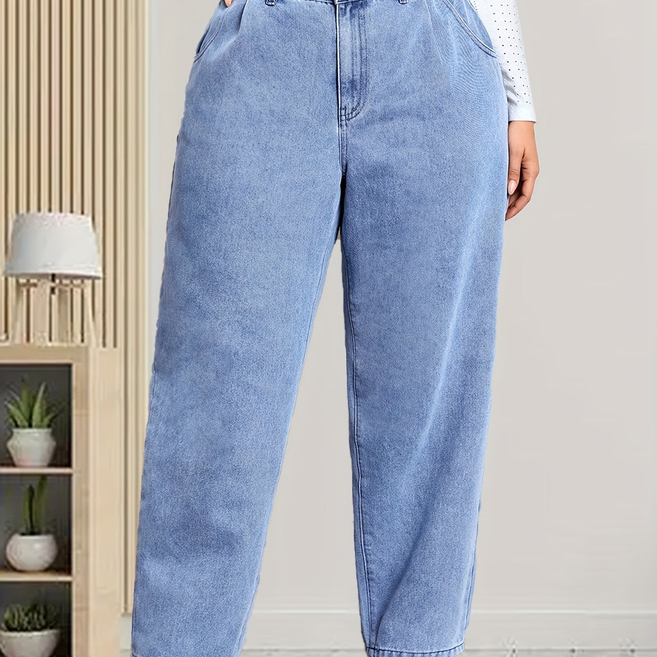 Button Fly High Rise Baggy Jeans
