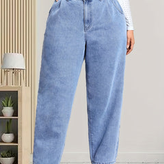 Button Fly High Rise Baggy Jeans