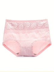 4pcs Lace Briefs Breathable Mid Rise Stretchy Panties Women's Lingerie
