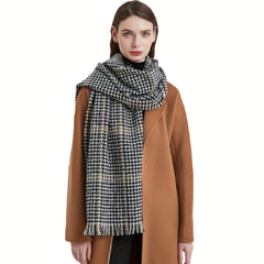Plaid Warm Scarf Classic Tassel Shawl Thick Soft Head Wrap Scarves