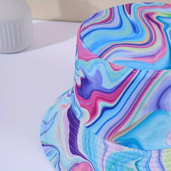 Tie Dye Bucket Hat Wavy Printed Casual Travel Beach Fisherman Cap