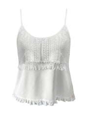 Lace Trim Cami Top Round Neck Sleeveless Tank Top