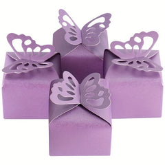 30pcs Purple Butterfly Favor Boxes Girl Baby Shower Butterfly Candy Box