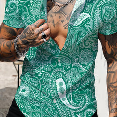 Paisley Pattern Men's Short Sleeve Shirt For Summer