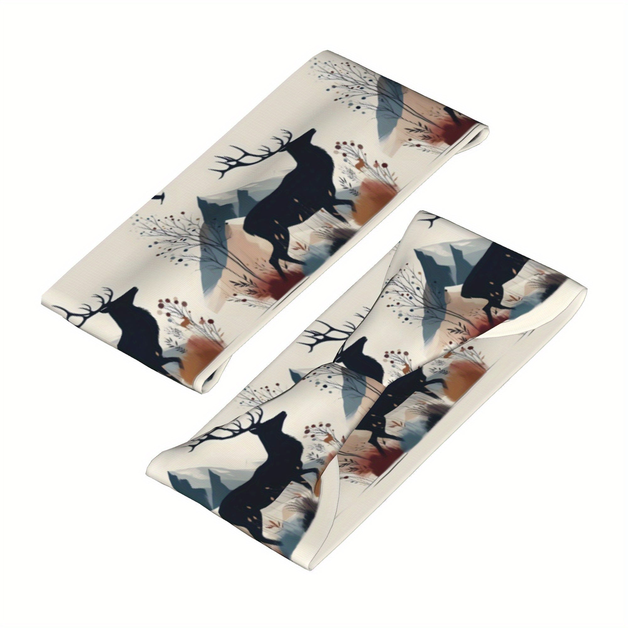 Deer & Mountain Landscape Headband Stretchy Breathable Polyester