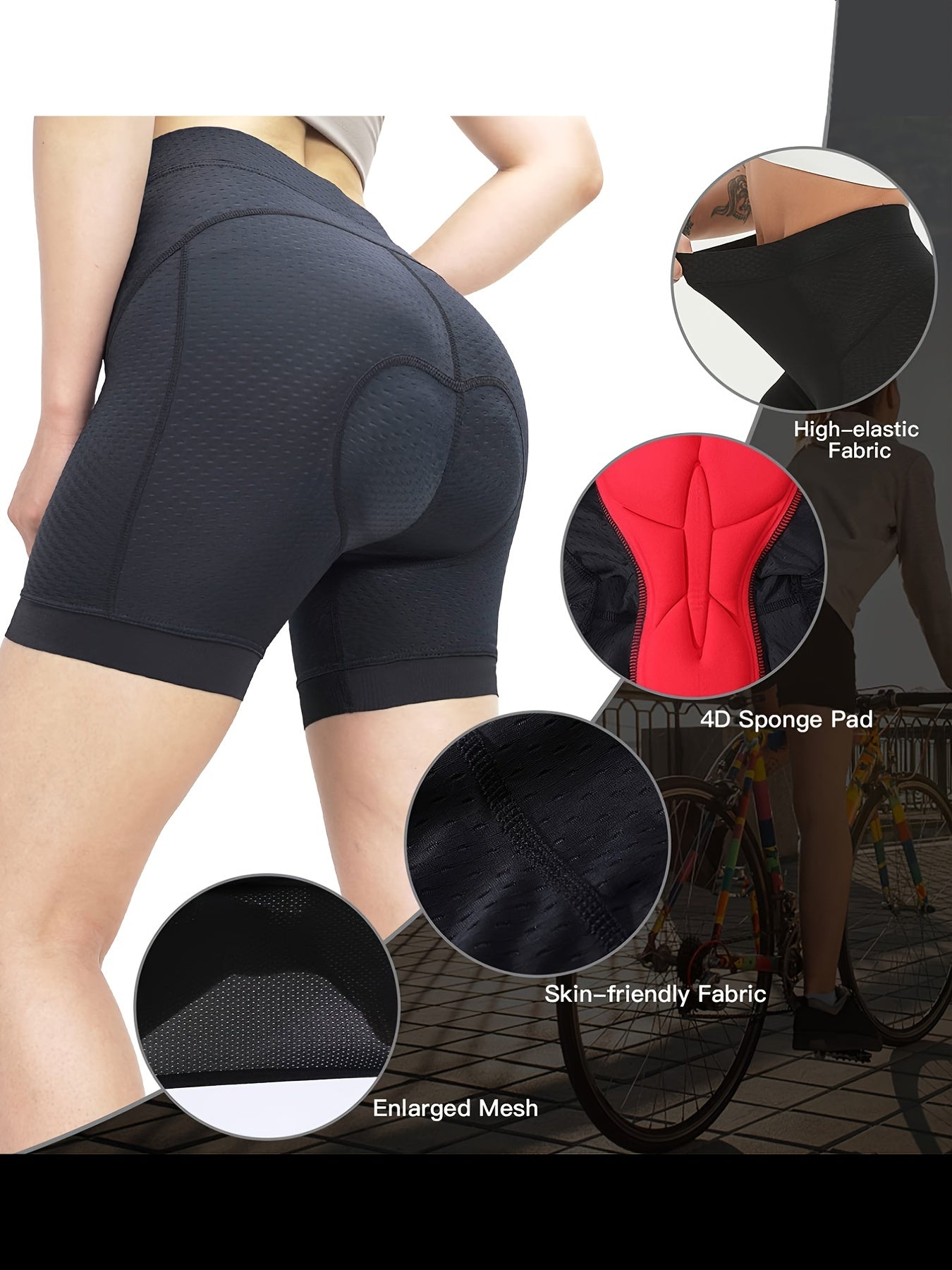 Stretchy Cycling Sports Shorts Padded Yoga Bike Shorts Women's Activewear