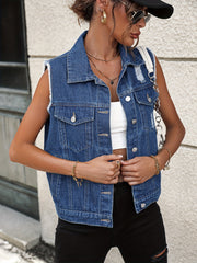 Women's Flap Detail Button Front Denim Jacket