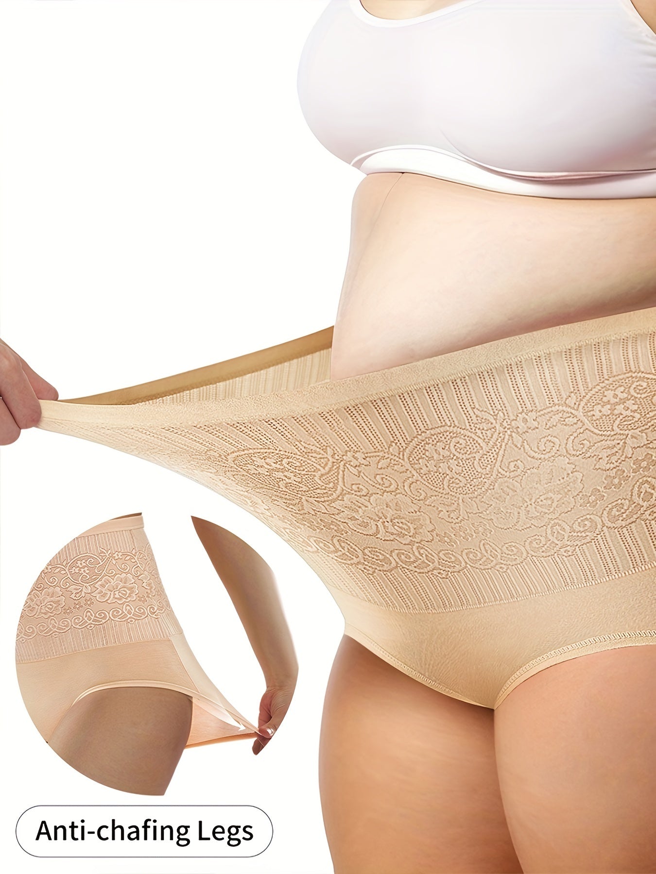 4 Pack Plus Size Tummy Control Panties Set Women's High Rise Panties
