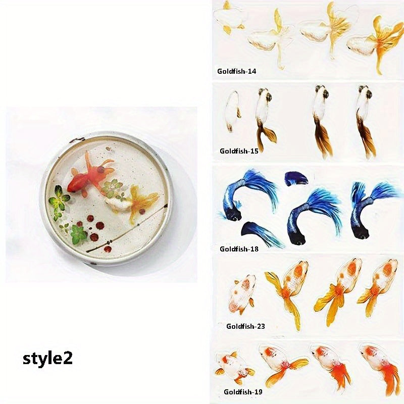 5 Sheets 3D Goldfish Resin Stickers Set DIY Resin Painting Goldfish Stickers