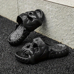 Men's Skull Slides Funny Lightweight Slippers for Indoor Outdoor Shower Bathroom