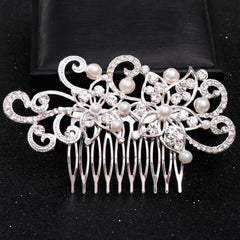 Crystal Faux Pearl Bridal Hair Comb Clip Rhinestone Hairpin Wedding Accessories