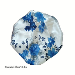 Floral Print Elastic Satin Hair Bonnet Soft Nightcap
