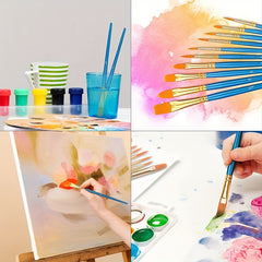 10pcs Basic Paint Brushes Set Acrylic Watercolor PBT Brushes 10 Sizes
