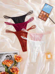 5pcs Cut Out Thongs Low Waist Panties Women's Lingerie