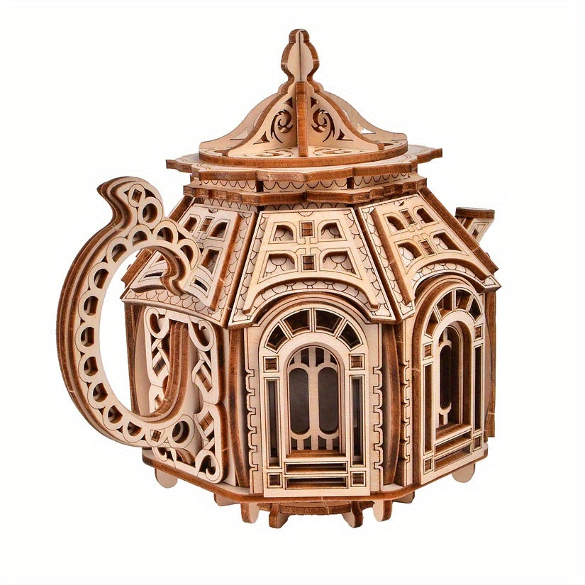 Wooden 3D Teapot Puzzle Model Kit for Adults Gift