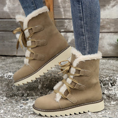 Women's Non slip Warm High Tube Snow Boots Lace Up Coldproof Snow Boots