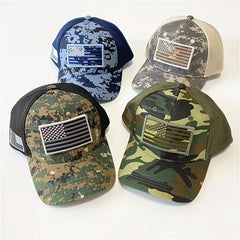Camouflage Trucker Hat Flag Embroidery Baseball Cap Patriotic Dad Hats