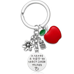 Stainless Steel Owl Keychain with Flower Charm - Perfect Gift for Teachers
