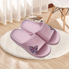 Women's Butterfly Print Slides Soft Sole Shoes