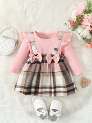 Baby Girl Pink Plaid Flannel Skirt Autumn Winter Gift