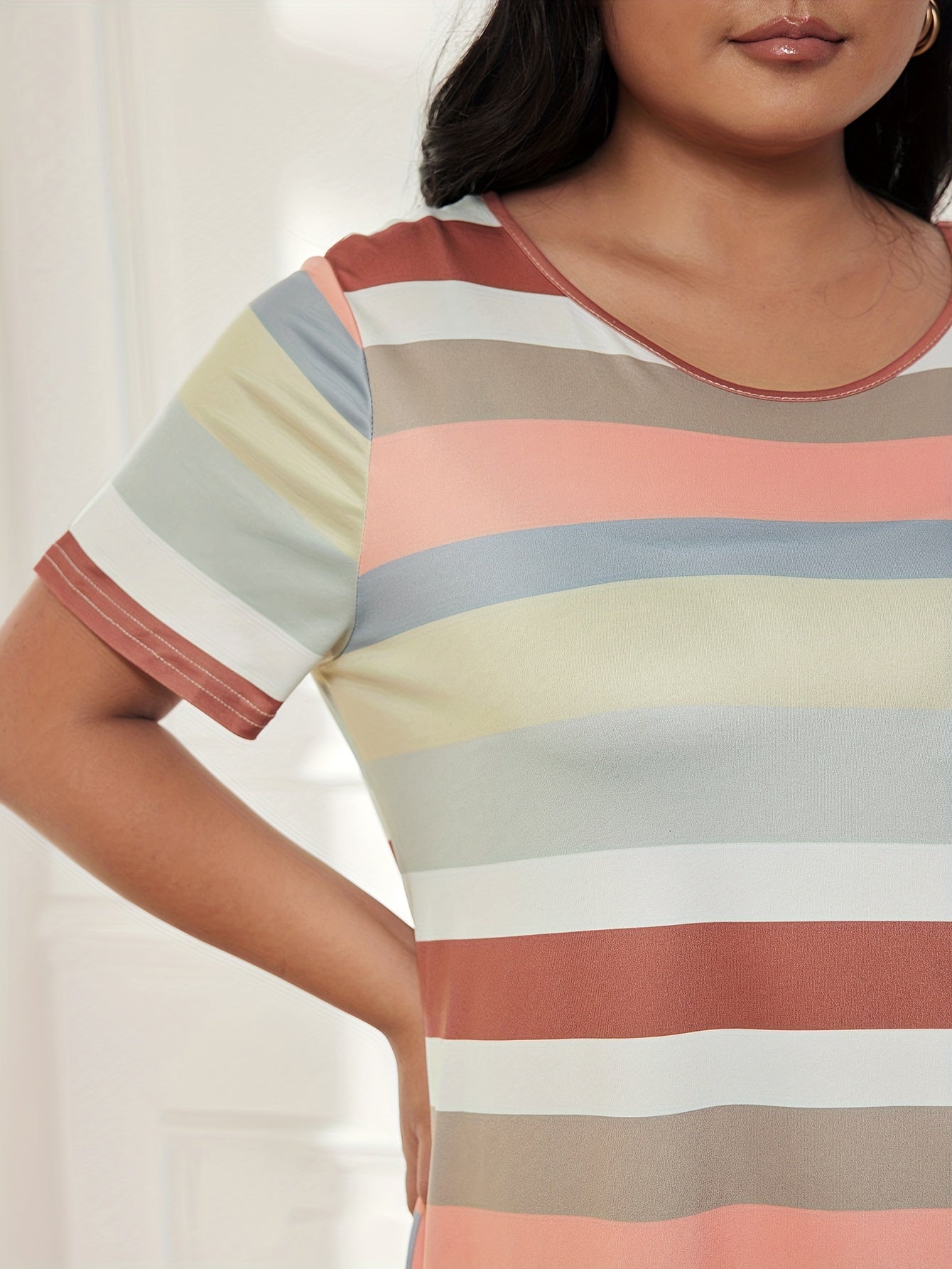 Stripe Short Sleeve Tee Dress