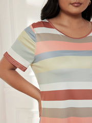 Stripe Short Sleeve Tee Dress