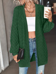 Casual Cardigan Women's Plus Knitted Long Sleeve Open Front Medium Str