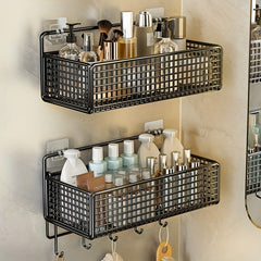 1pc Storage Rack With Hooks For Kitchen Bathroom Bedroom Office