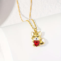 Fox Pendant Necklace Animal Jewelry Girls Kids Accessories