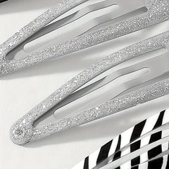 6pcs Y2K Snap Clip Glitter Zabra Hair Clip for Women Girls