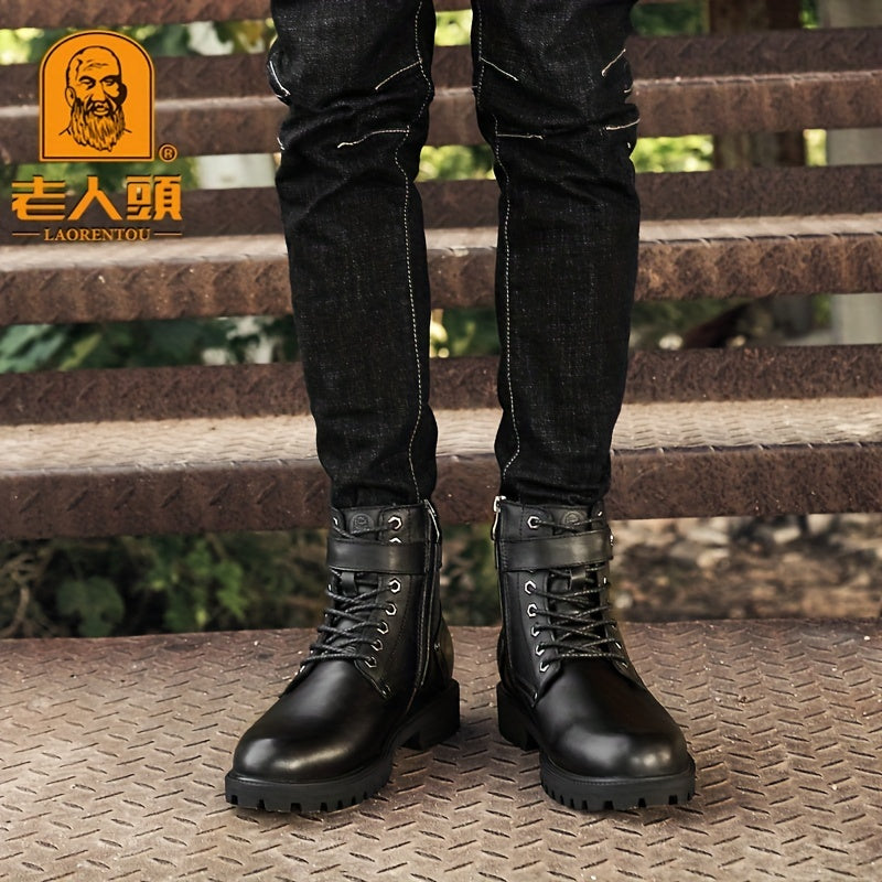 LAORENTOU Men's High Top Combat Boots - Non Slip British Style