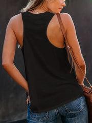Guipure Lace Trim Tank Top V Neck Sleeveless Summer Top