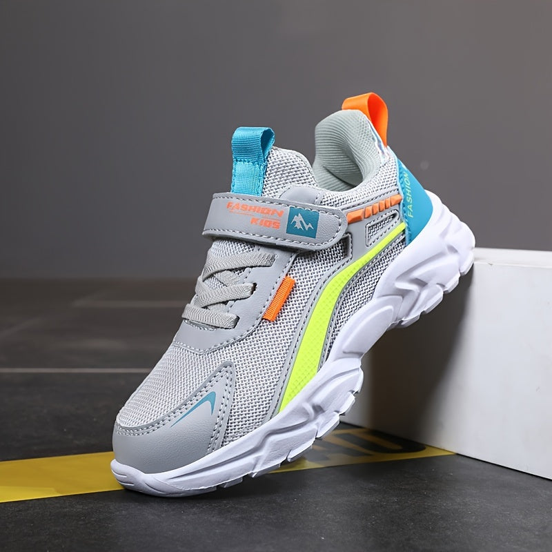 Boys Mesh Sneakers Hook and Loop Lightweight Anti Slip Shoes