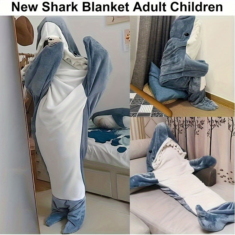 Shark Wearable Blanket Cozy Flannel Warm Hoodie Sleeping Bag