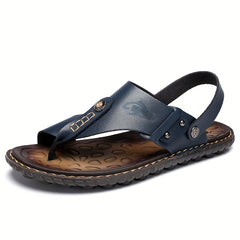 Men's PU Leather Ring Toe Sandals Non Slip Outdoor Hiking Flip Flop